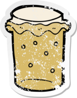 pegatina retro angustiada de un vaso de cerveza de dibujos animados png