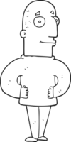 drawn black and white cartoon content man png