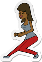 sticker of a cartoon crazy dancing girl png