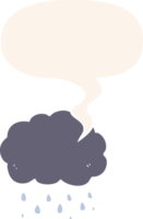 cartoon cloud raining with speech bubble in retro style png