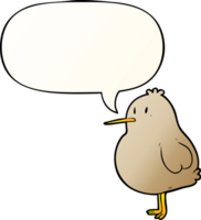 cute cartoon kiwi bird with speech bubble in smooth gradient style png