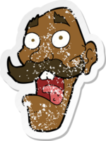 retro distressed sticker of a cartoon frightened old man png