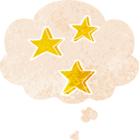 dibujos animados estrellas con pensamiento burbuja en grunge afligido retro texturizado estilo png