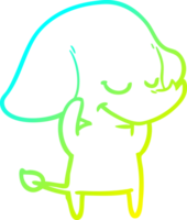 cold gradient line drawing of a cartoon smiling elephant png