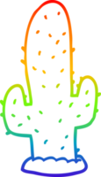 rainbow gradient line drawing of a cartoon cactus png