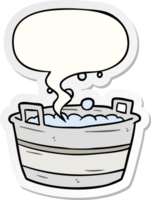 cartoon old tin bath full of water with speech bubble sticker png