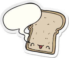 cute cartoon slice of bread with speech bubble sticker png