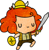 textured cartoon illustration kawaii cute viking child png