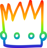 rainbow gradient line drawing of a cartoon crown png