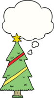 cartoon christmas tree with thought bubble png