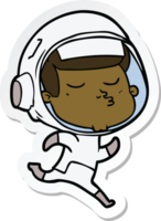 sticker van een cartoon zelfverzekerde astronaut png