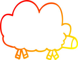 warm gradient line drawing of a cartoon sheep png