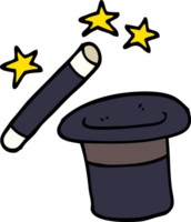 cartoon doodle magicians hat and wand png