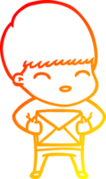 caloroso gradiente linha desenhando do uma feliz desenho animado Garoto png