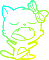 kalt Gradient Linie Zeichnung von ein Karikatur Gähnen Katze png
