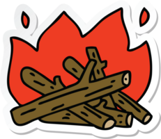 sticker of a quirky hand drawn cartoon campfire png