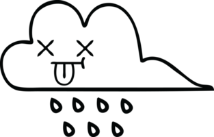 line drawing cartoon of a rain cloud png