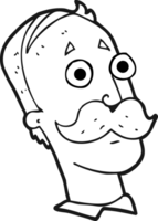 drawn black and white cartoon man with mustache png