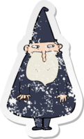 retro distressed sticker of a cartoon wizard png