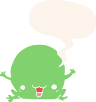 cartoon frog with speech bubble in retro style png