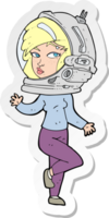 klistermärke av en tecknad kvinna som bär rymdhjälm png