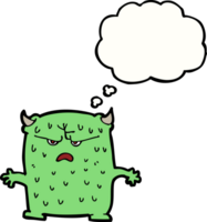 cartoon little alien with thought bubble png