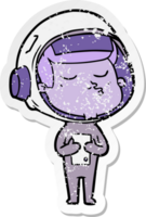 noodlijdende sticker van een cartoon zelfverzekerde astronaut png