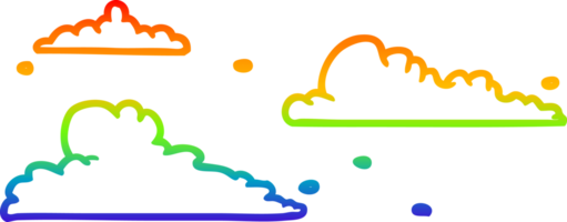 rainbow gradient line drawing of a clouds drifting by png