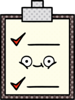 comic book style cartoon of a check list png