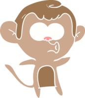 singe surpris de dessin animé de style plat couleur png