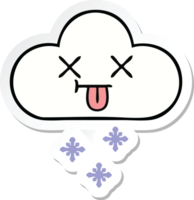 pegatina de una linda nube de nieve de dibujos animados png