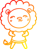 warm gradient line drawing of a cartoon lion png