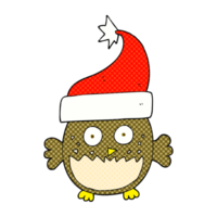 drawn cartoon owl wearing christmas hat png