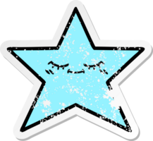 distressed sticker of a cute cartoon star fish png