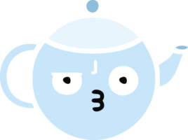 flat color retro cartoon of a tea pot png