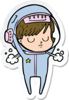 pegatina de una mujer astronauta de dibujos animados png