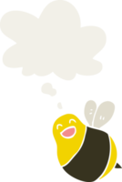 dibujos animados abeja con pensamiento burbuja en retro estilo png