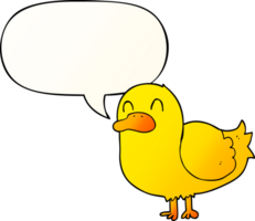 desenho animado Pato com discurso bolha dentro suave gradiente estilo png