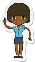 sticker of a cartoon woman with idea png