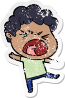 distressed sticker of a cartoon furious man png