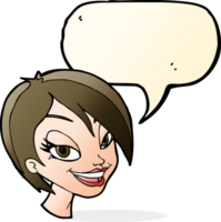 cartoon pretty female face with speech bubble png