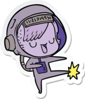 autocollant d'une femme astronaute de dessin animé png