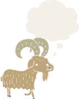 cartoon goat with thought bubble in retro style png