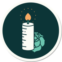 sticker of tattoo in traditional style of a candle and a rose png