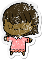 distressed sticker of a cartoon woman png