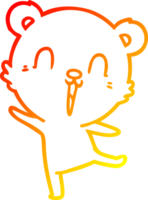 warm gradient line drawing of a happy cartoon polar bear dancing png