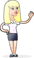 cartoon pretty woman waving png