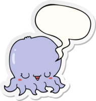 cartone animato Medusa con discorso bolla etichetta png