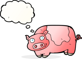 dessin animé cochon avec bulle de pensée png