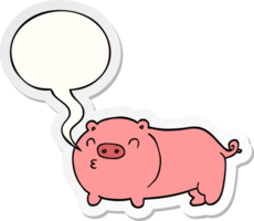 cartone animato maiale con discorso bolla etichetta png